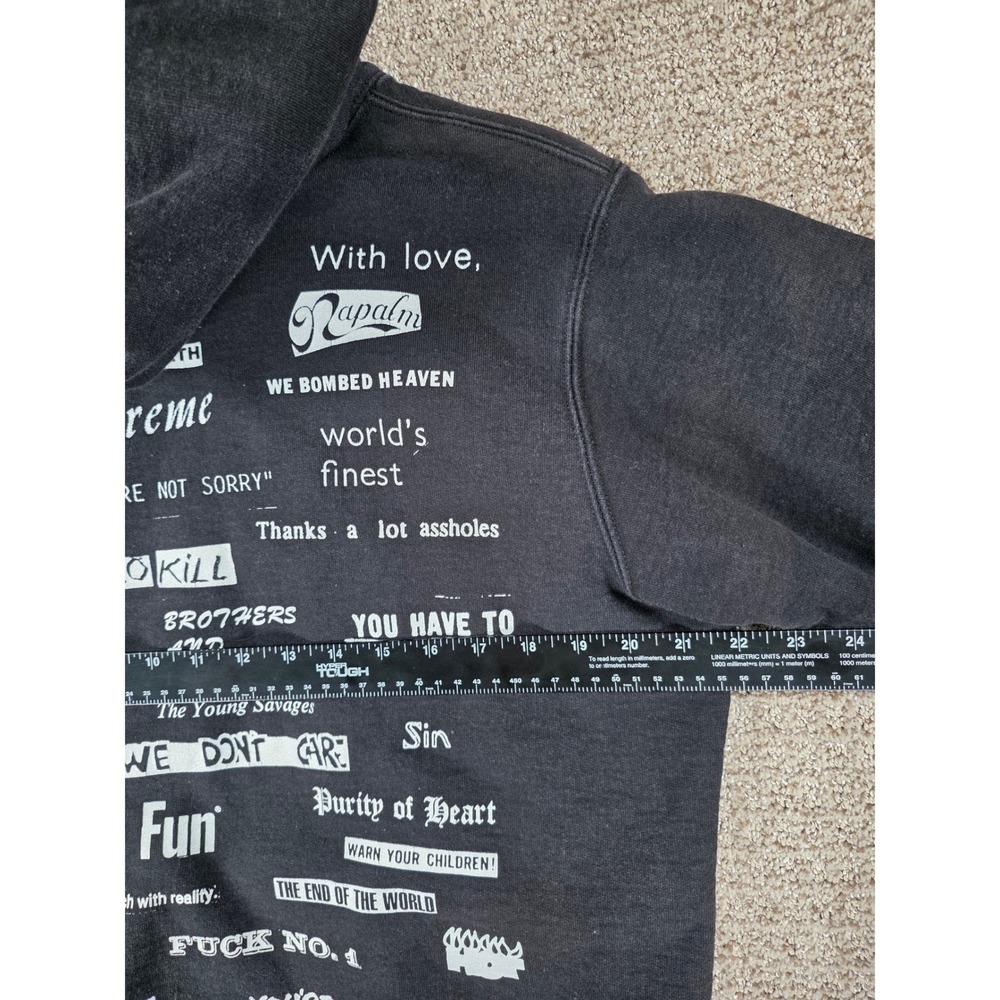 Supreme Stop Crying Graphic Hoodie‎ Black Mens Medium Pullover Sweatshirt Heavy - Picture 11 of 12